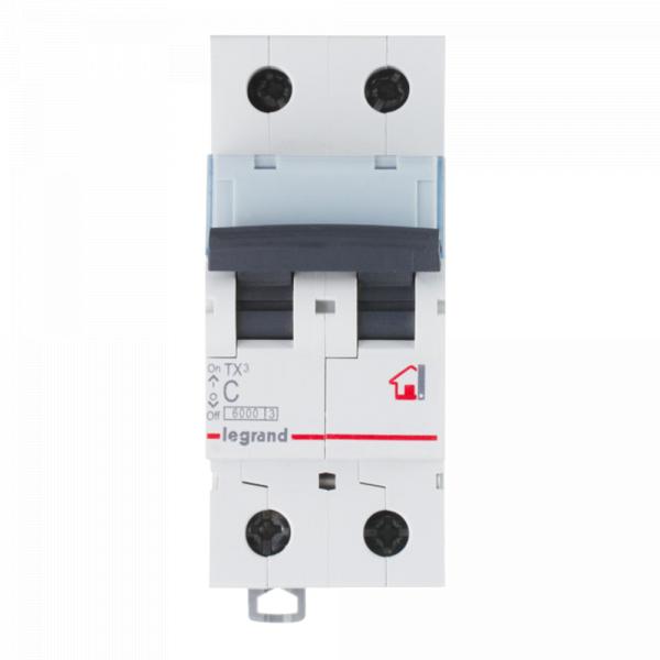 gallery-0 Автоматический выключатель Legrand TX3 2 фазы 10A 2М (Тип C) 6 kA. Артикул	404040