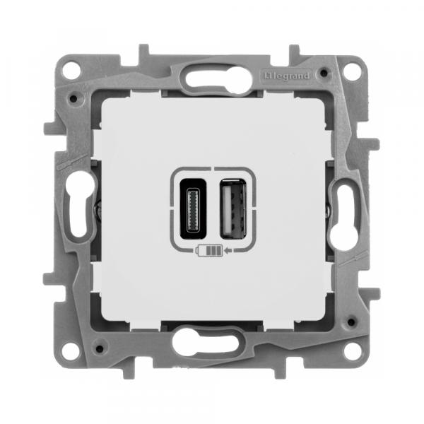 gallery-0 Розетка 2хUSB Legrand 240В/5В 3000мА Серия Etika. Цвет Белый. Артикул 672236