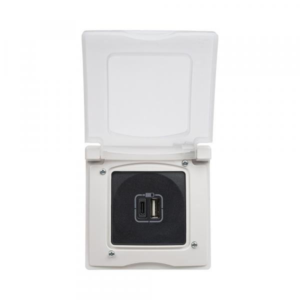 gallery-2 Розетка 2хUSB Legrand 240В/5В 3000мА Серия Etika. Цвет Антрацит. Артикул 672636