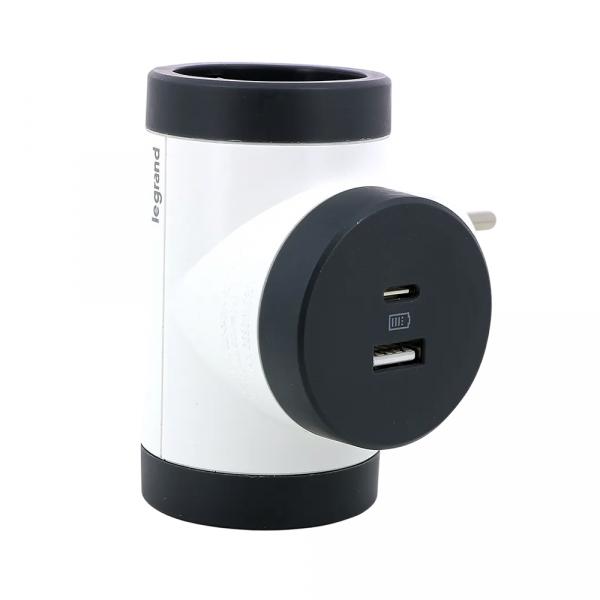 gallery-0 Розеточный блок Legrand 2хShuko T-образный поворотный с USB А+С Артикул 694522