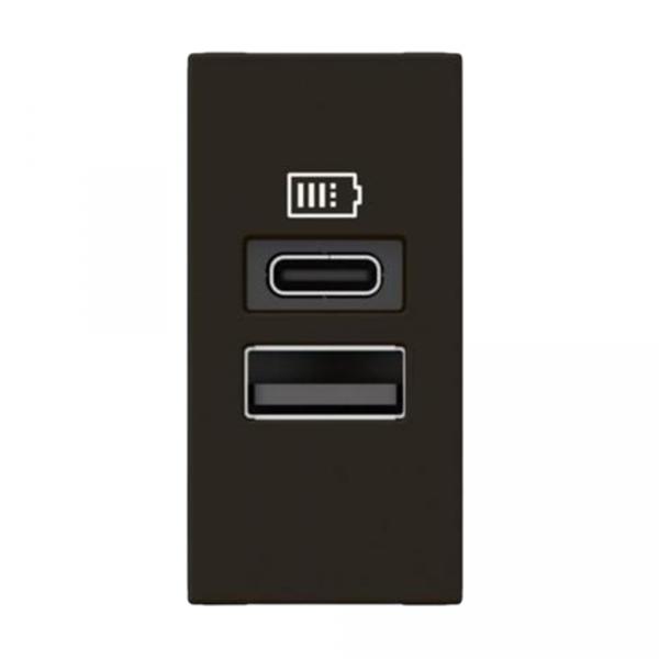 gallery-0 Зарядное устройство USB Legrand Mosaic 2 порта типа A и С 3А 15Вт 1 модуль Черный Артикул  077672L