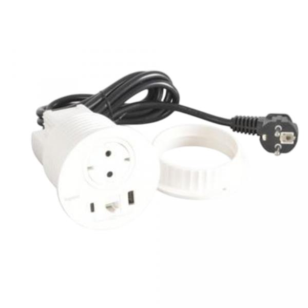 gallery-0 Встраиваемый модуль Legrand Incara™ Disq 80 1х2К+3 розетка, 1х15W USB зарядка тип А+С, 1хRJ45 кат.6 UTP с кабель 2м Белый Артикул 654710