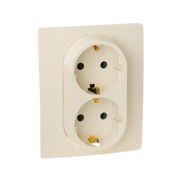 gallery-1 Розетка Legrand 2 x 2К+З - немецкий стандарт - 16 А - 250 В~ серии Etika. Цвет Слоновая кость. Артикул	672323