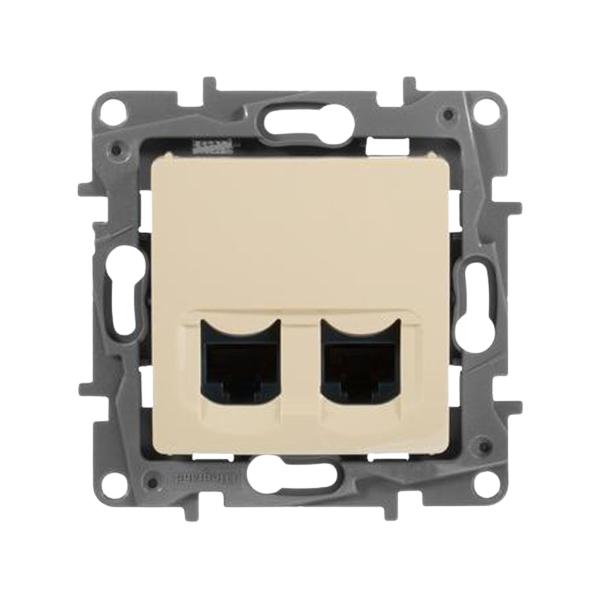 gallery-0 Розетка информационная Legrand двойная RJ45 - категория 5е - UTP серии Etika. Цвет Слоновая кость. Артикул	672355