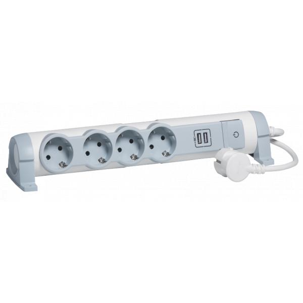 gallery-0 Удлинитель Legrand 4x2К+З 1,5м 2xUSB бел/сер. Артикул	694615